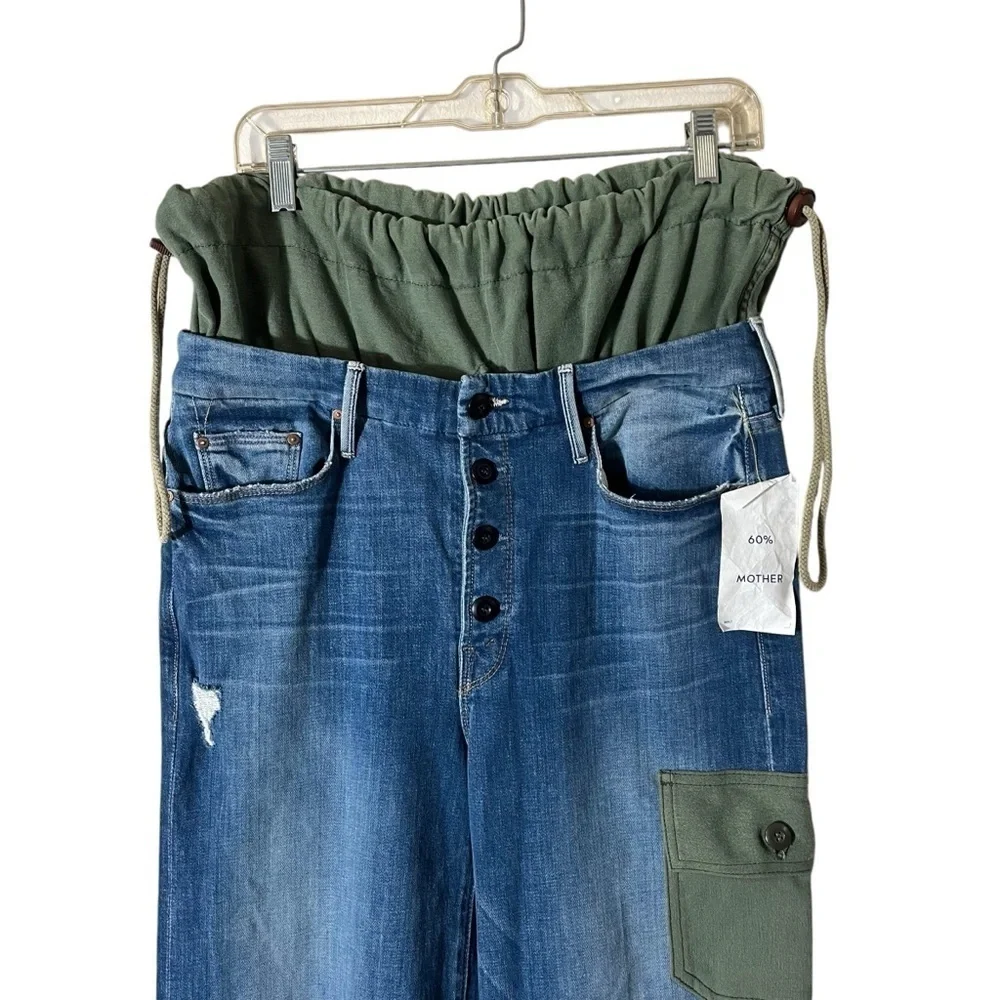 MOTHER 60% Denim The Balloon Drawstring Jogger Jeans in Pieces Of What?